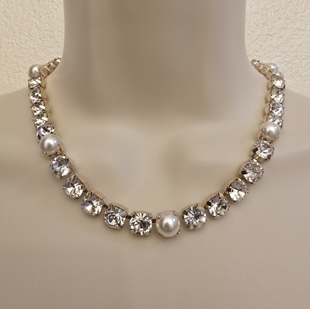 NWT J. Crew Gold and Silver Crystal Statement Necklace